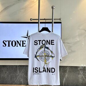 STONE ISLAND Summer Compass Print Round Neck Short Sleeve